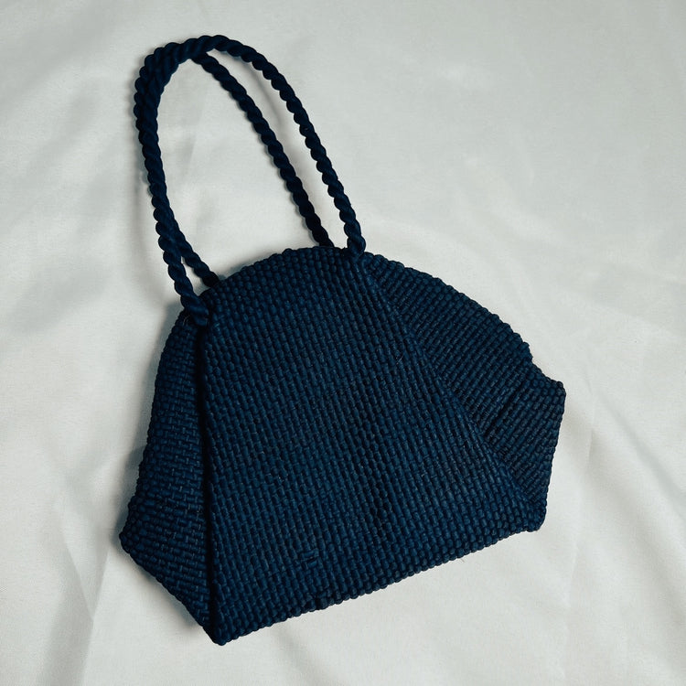 Vintage Blue Woven Fabric Handbag