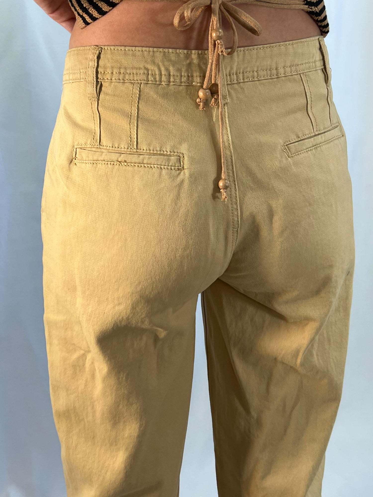 Pleated High Rise Tapered Khaki Pants