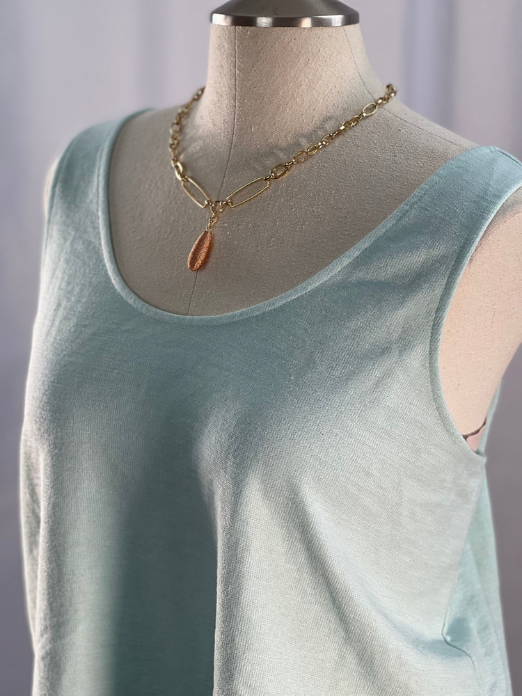 Sea foam green knit sleeveless scoop neck swing tank top XL