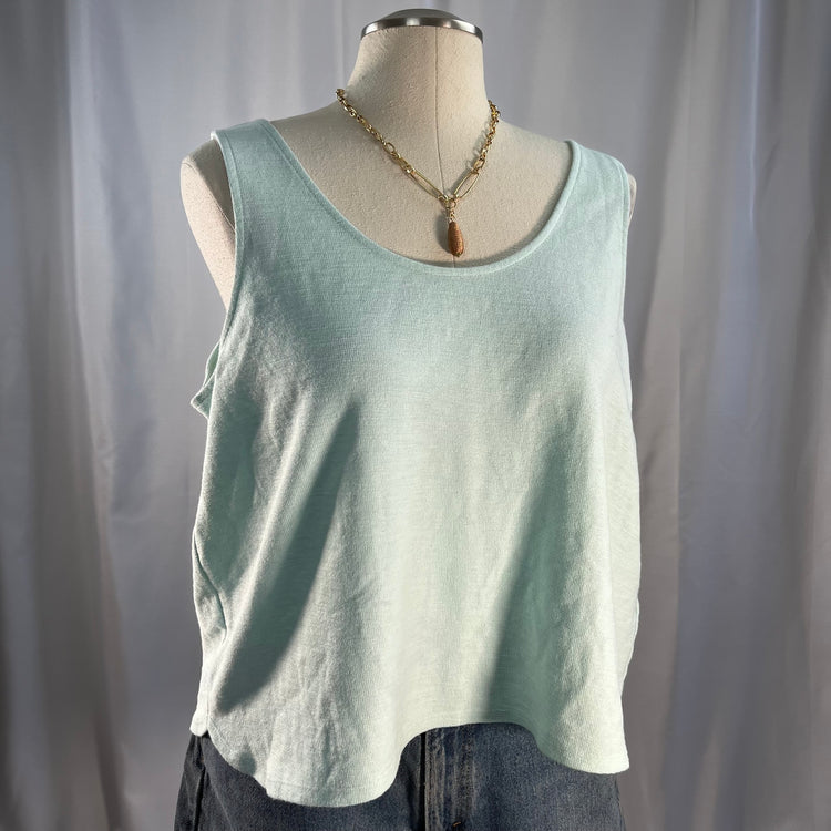 Sea foam green knit sleeveless scoop neck swing tank top XL