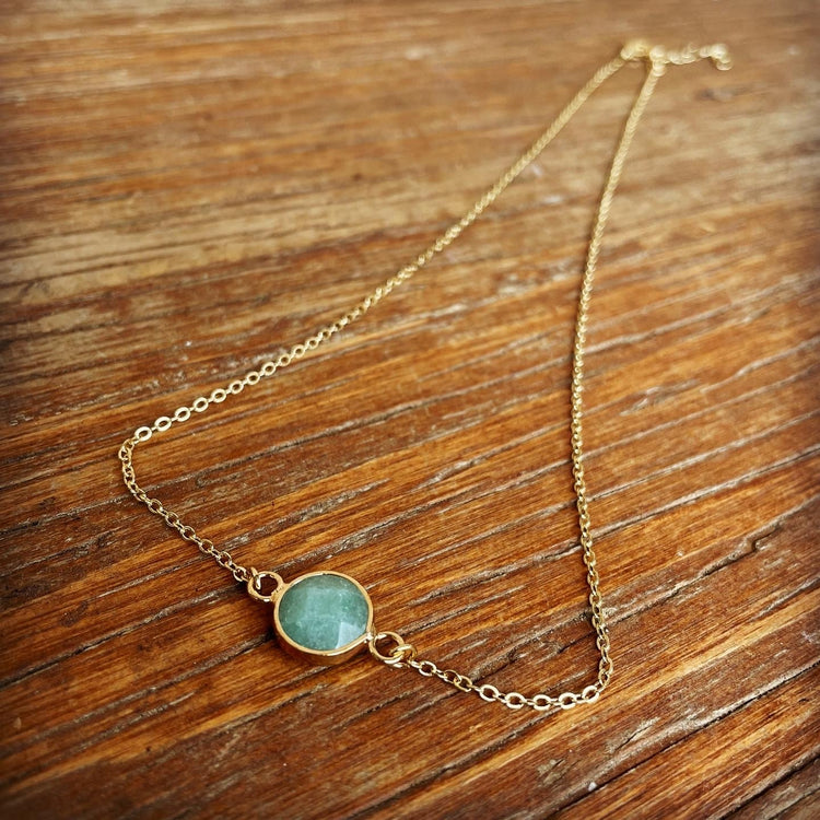 aqua natural stone gold tone necklace