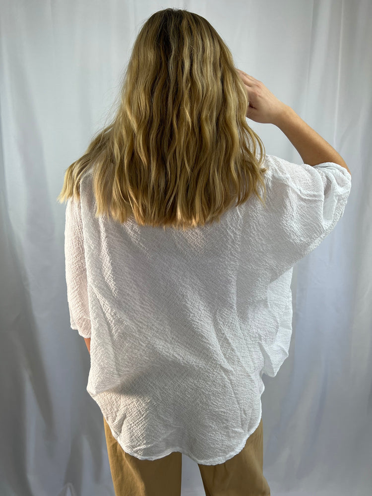 white crepe summer top one size