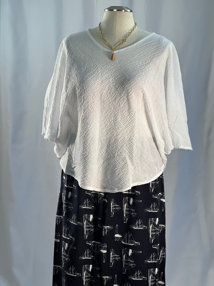 Andrea linen v-neckline crinkle pull-on blouse