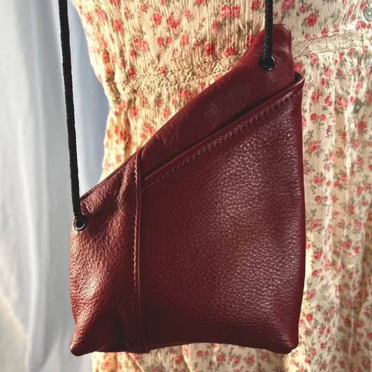 angled red leather mini crossbody purse