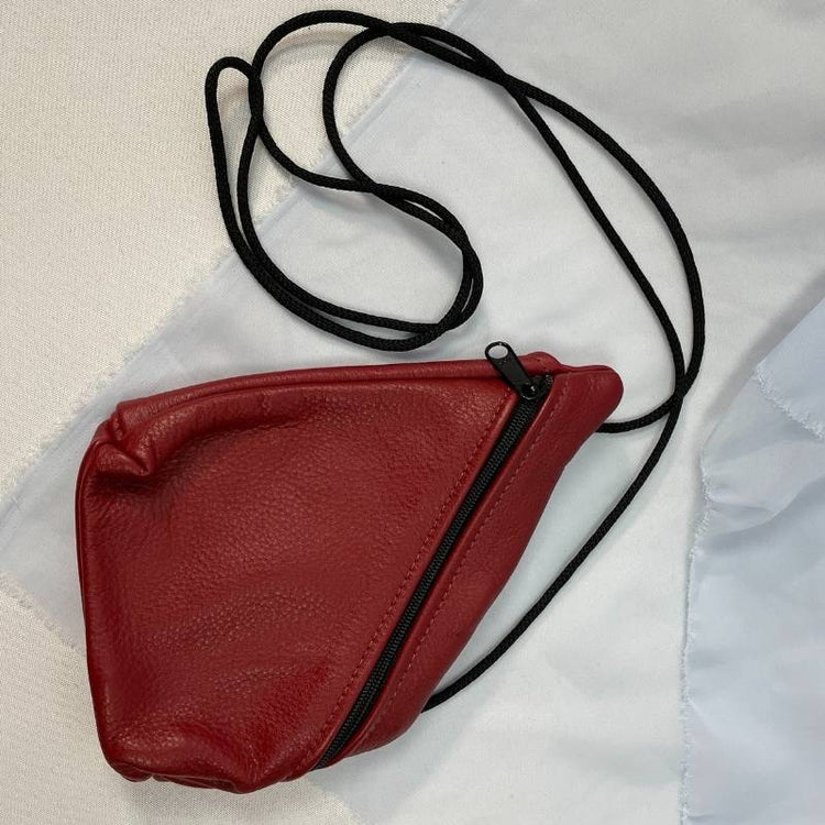 angled red leather mini crossbody purse