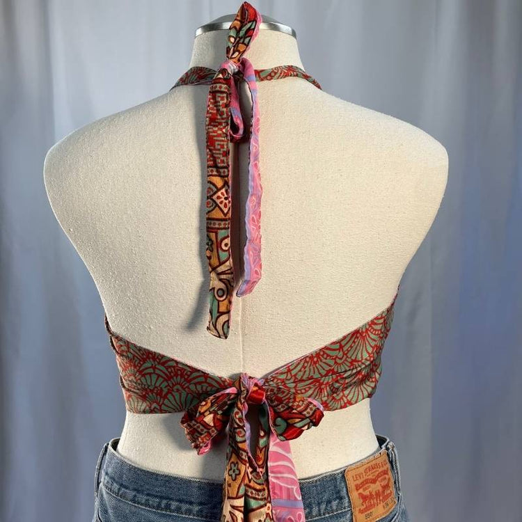 reversible silk halter top back view