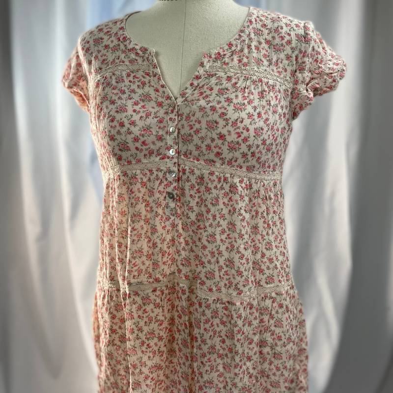 floral cap sleeve short cotton dress