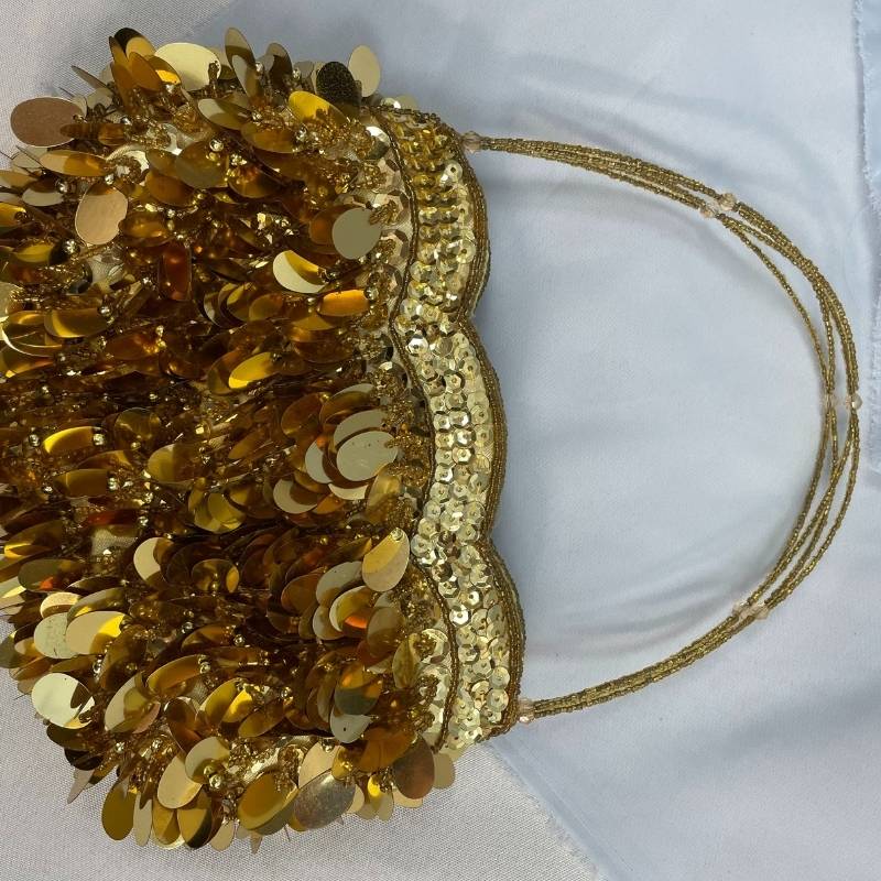 Gold Sequin Beaded Clutch